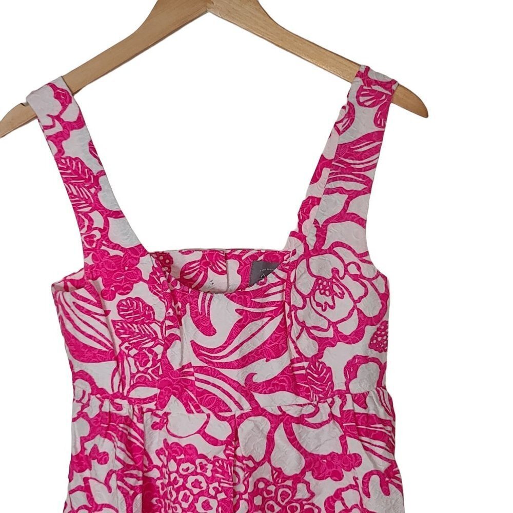 Vanessa Virginia‎ Anthropologie Pink White Jacquard Floral Sleeveless Dress 0 - Picture 4 of 10